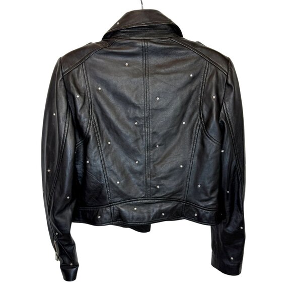LAMARQUE Donna Glam Studded Leather Moto Jacket - Size L - Picture 4 of 9